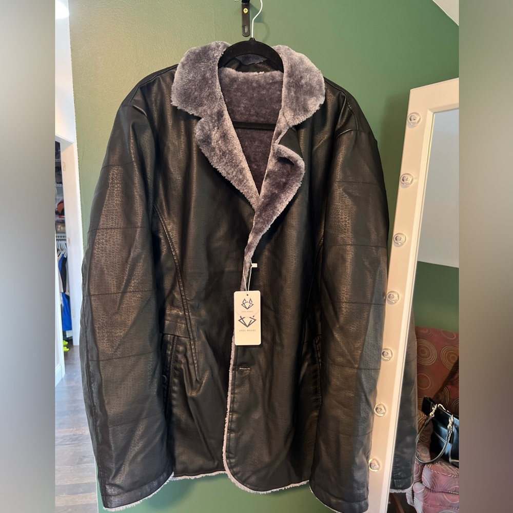 Axel Wears Black Leather (Faux textured) Jacket